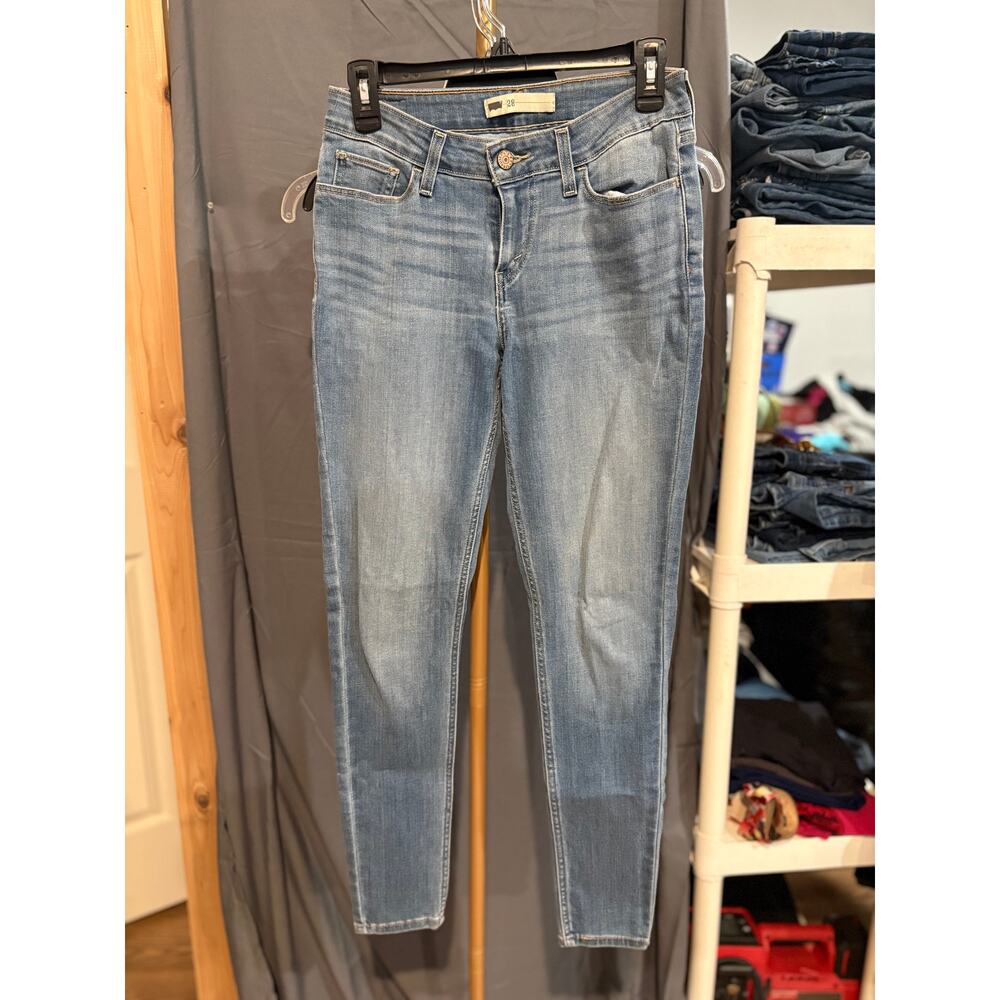 Levis 711 Skinny Jeans Womens 28x30 Light Wash Stretch Mid Rise Denim Pants